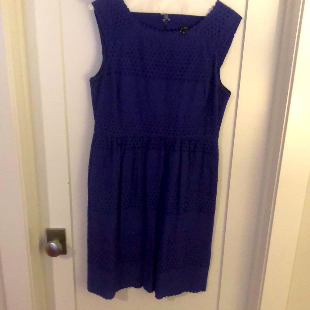 J Crew purple eyelet sleeveless dress with pockets! Women’s Size 10